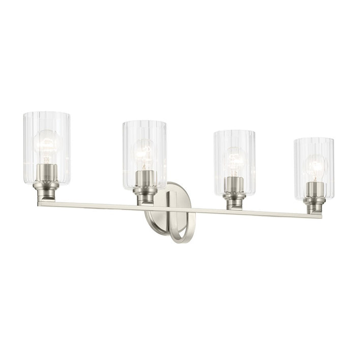 Kichler Gioe 4 Light Wall Mt Bath 4 Arm, Nickel/Clear Fluted - 55227NIFLU