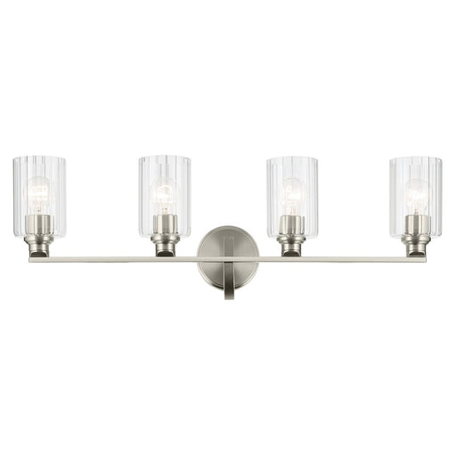 Kichler Gioe 4 Light Wall Mt Bath 4 Arm, Nickel/Clear Fluted