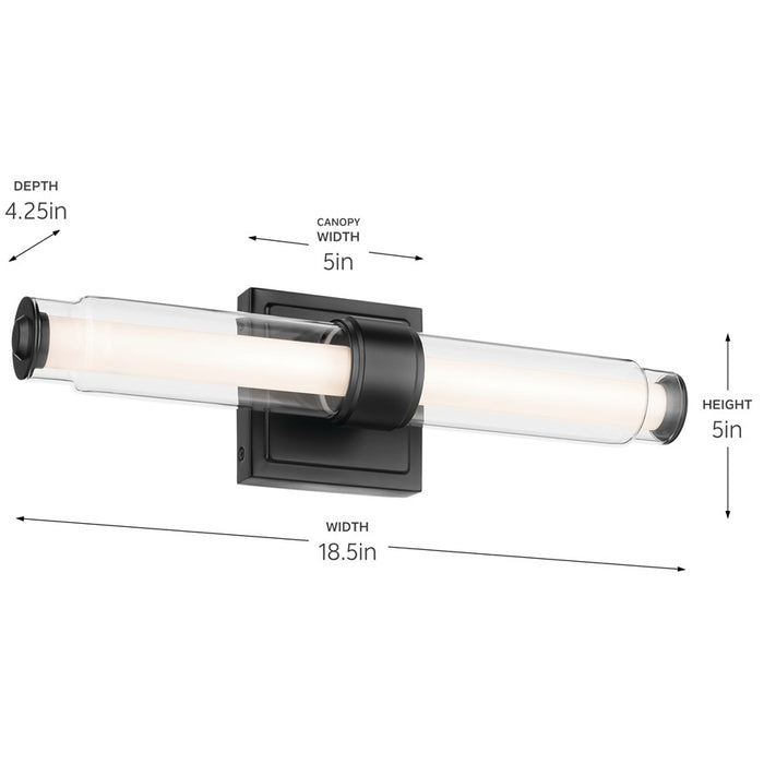 Kichler Laurene 2 Light Wall Sconce, Black/Clear