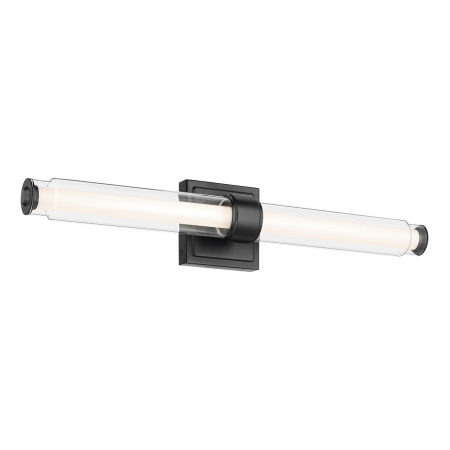 Kichler Laurene 2 Light Linear Bath Medium, Black/Clear - 55238BKLED