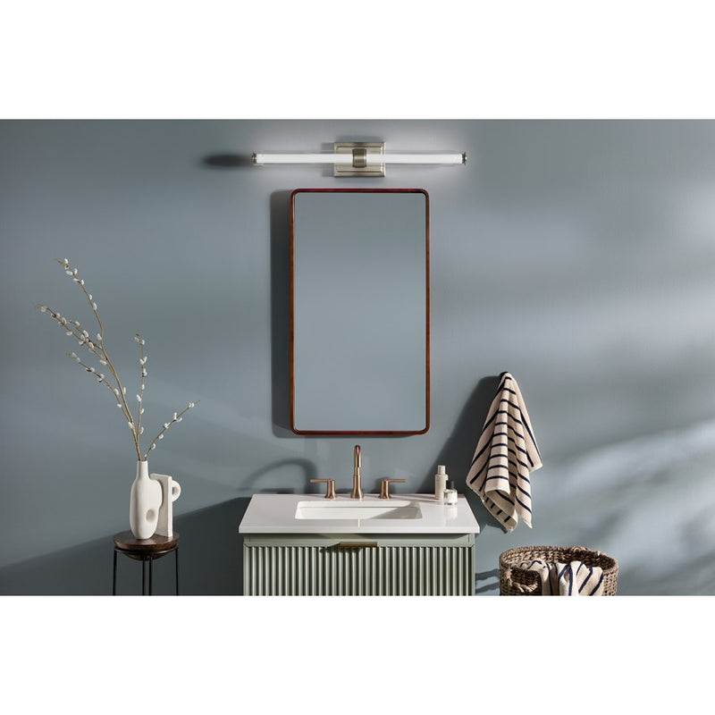 Kichler Laurene 2 Light Linear Bath Large, Polished Nickel/Clear