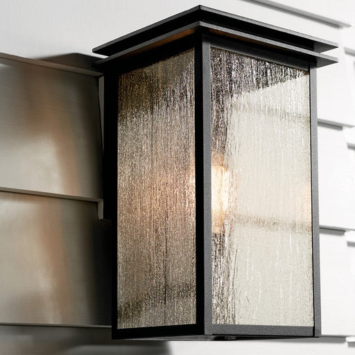 Kichler Arkville 1 Light Outdoor Wall Light, Medium, Black/Seed