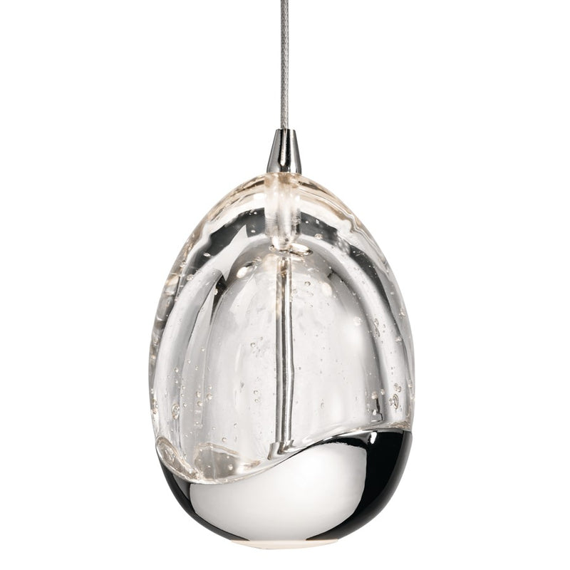 Elan Lavinia 1Lt LED Mini Pendant, Chrome/Clear Bubble Optical Crystal