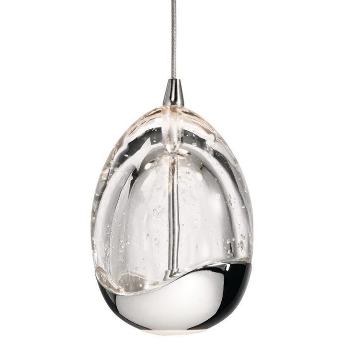 Elan Lavinia 1Lt LED Mini Pendant, Chrome/Clear Bubble Optical Crystal