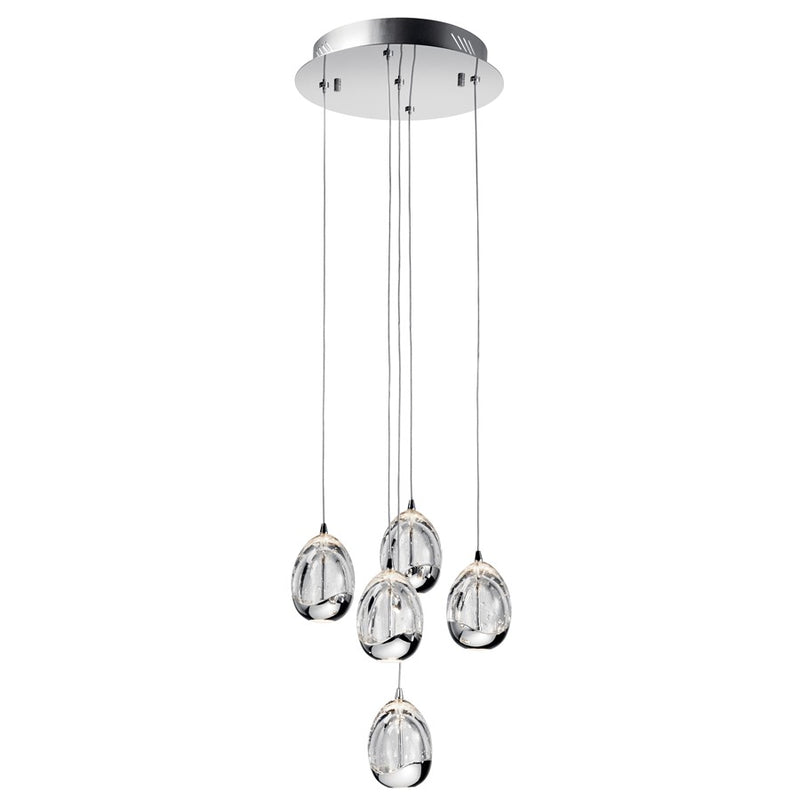 Elan Lavinia 5Lt LED Cluster Pendant, Chrome/Clear Bubble Crystal - 83380