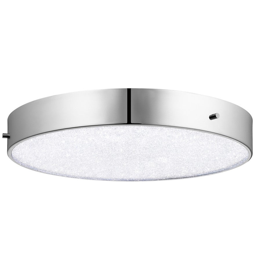 Elan Crystal Moon 1 Light LED Flush Mount, Chrome/Clear/Cubic Crystals