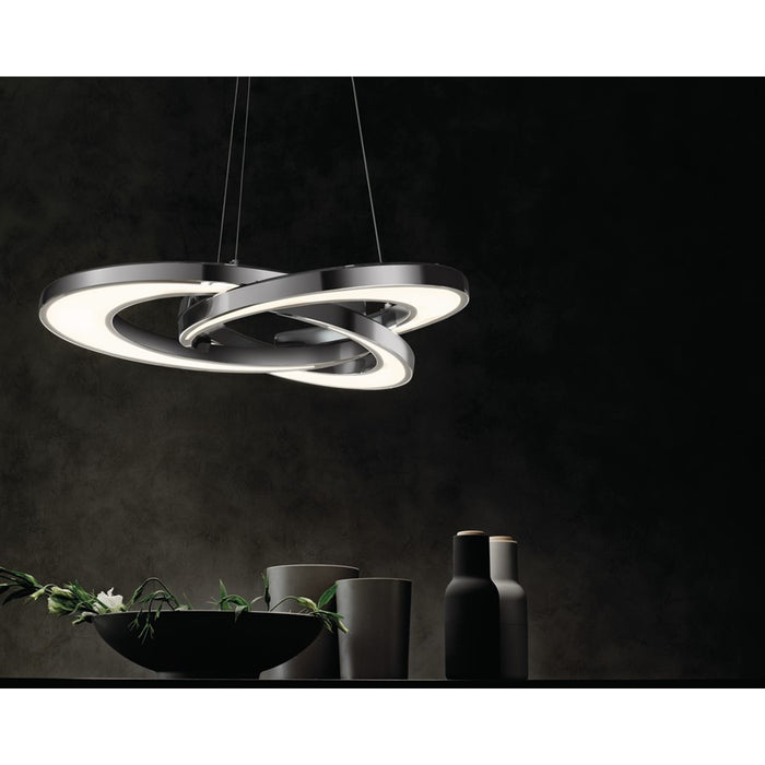 Elan Destiny 4 Light LED Chandelier, Chrome/Etched Acrylic