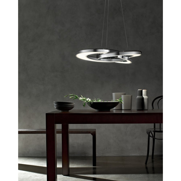 Elan Destiny 4 Light LED Chandelier, Chrome/Etched Acrylic