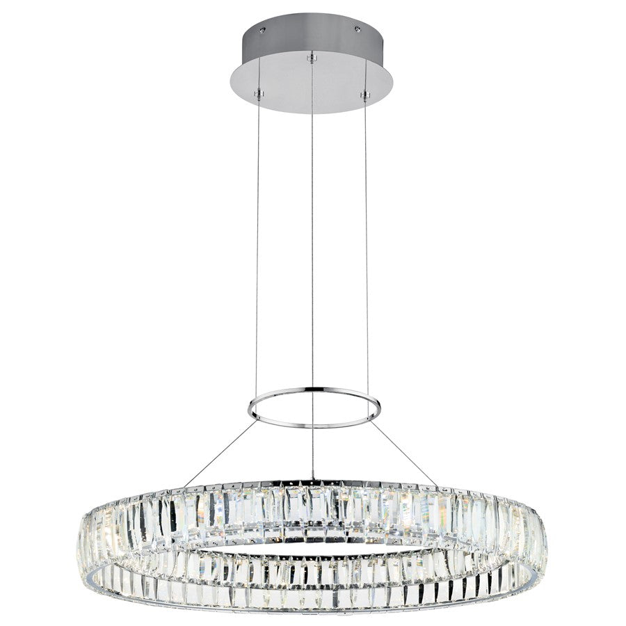 Elan Annette 1 Light LED Chandelier, Chrome/Clear Crystals