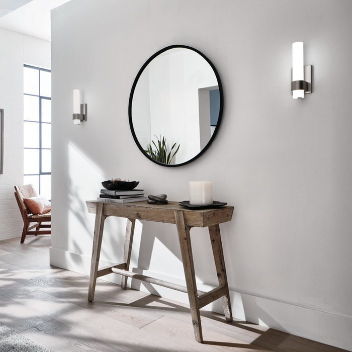 Elan Izza 1 Light Wall Sconce, Brushed Nickel/Satin Etched Cased Opal