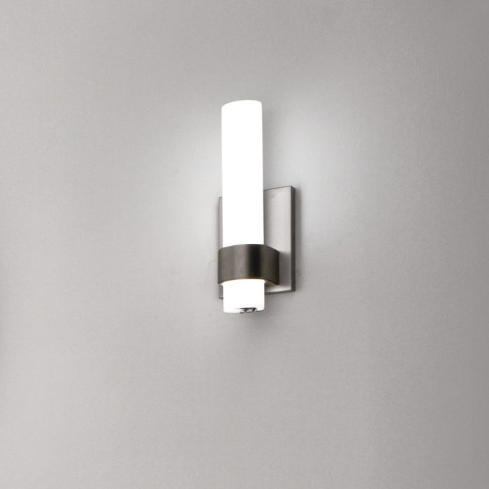 Elan Izza 1 Light Wall Sconce, Brushed Nickel/Satin Etched Cased Opal