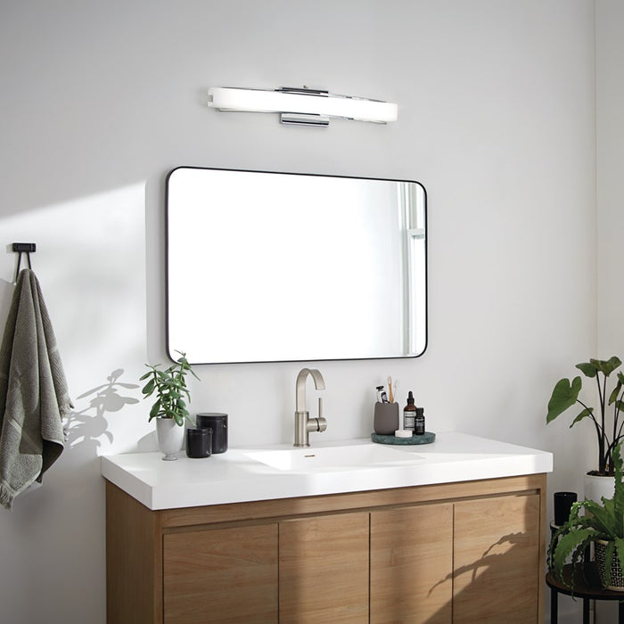 Elan Rowan 1 Light 25" Linear Bath Light, Chrome/Clear Satin Etched