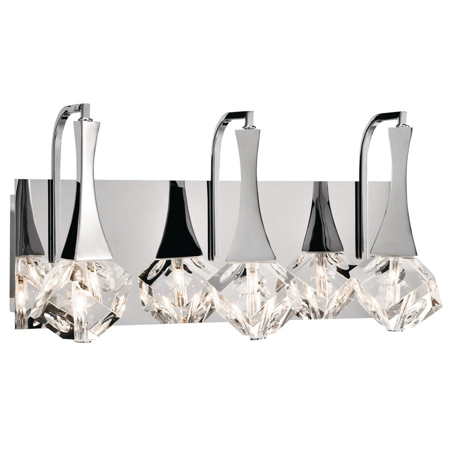 Elan Rockne 3 Light LED Wall Mt 3 Arm, Chrome/Clear Optical Crystal - 83776