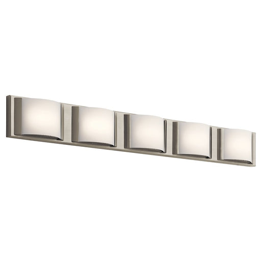 Elan Bretto LED Bath Wall Mount, Brushed Nickel/Bent Glass