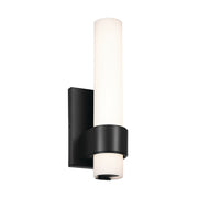 Elan Izza 1Lt 13" LED Wall Sconce, Matte Black/Satin Etched Cased Opal - 83837