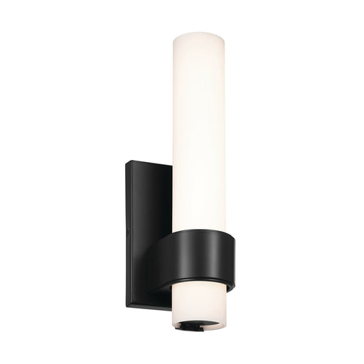 Elan Izza 13.25" 1 Light LED Wall Sconce, Black/Satin Etched Cased Opal
