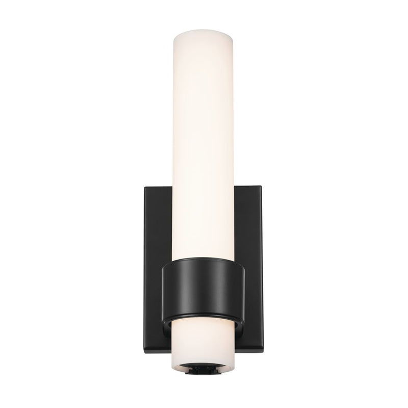 Elan Izza 1Lt 13" LED Wall Sconce, Matte Black/Satin Etched Cased Opal