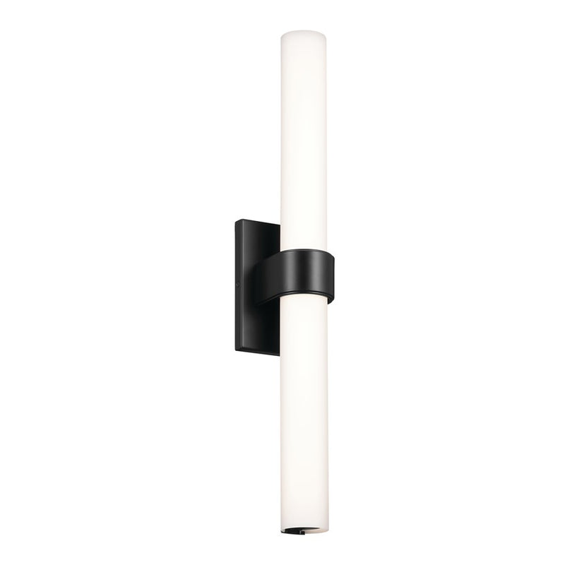Elan Izza 25.5" LED Linear Bath Light, Black/Satin Etched Cased Opal