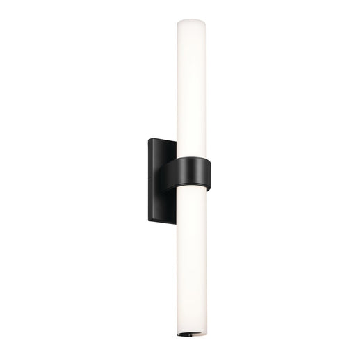 Elan Izza 25.5" LED Linear Bath Light, Black/Satin Etched Cased Opal