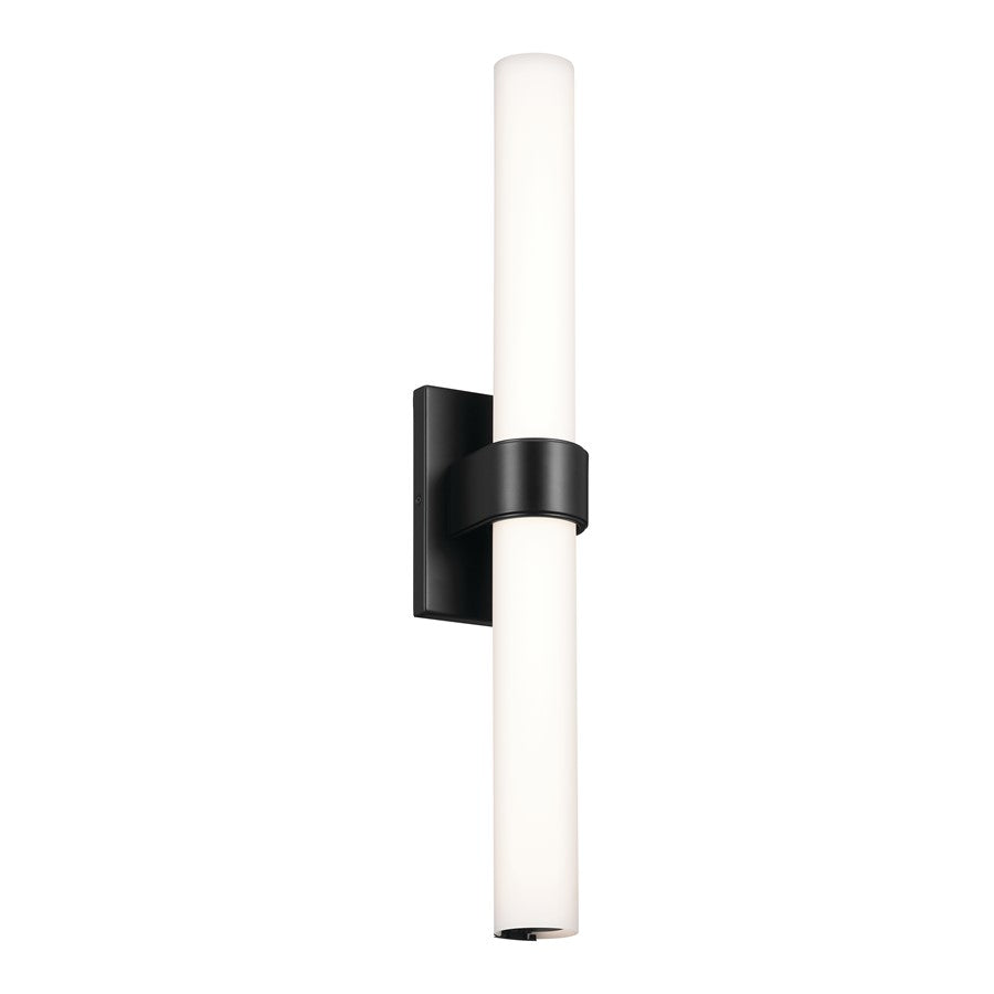 Elan Izza 25.5" LED Linear Bath Light, Black/Satin Etched Cased Opal
