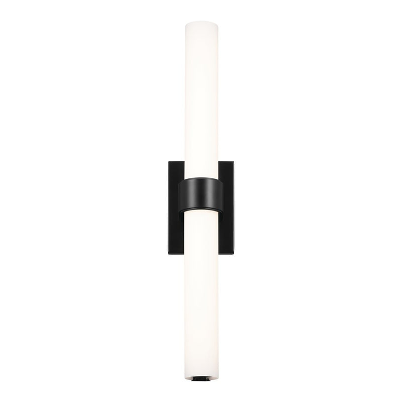 Elan Izza 1Lt 26" LED Linear Bath Medium, Black/Satin Etched Cased Opal