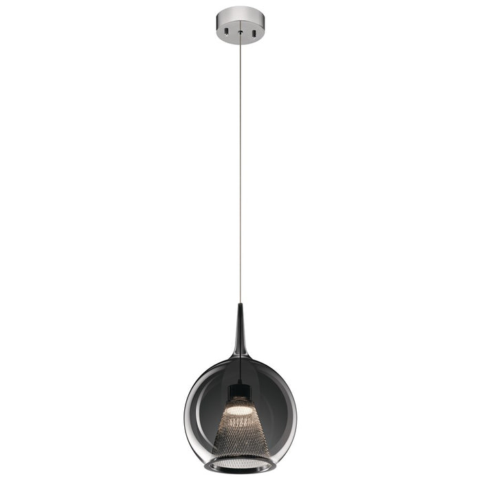 Elan Zin 1 Light Round LED Pendant, Chrome/Smoked - 84021