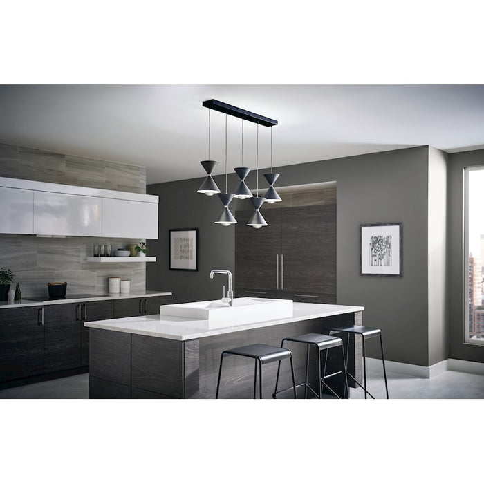 Elan Kordan 5 Lt LED Linear Chandelier, Matte Black/Polycarbonate