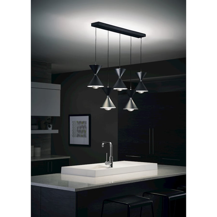 Elan Kordan 5 Lt LED Linear Chandelier, Matte Black/Polycarbonate