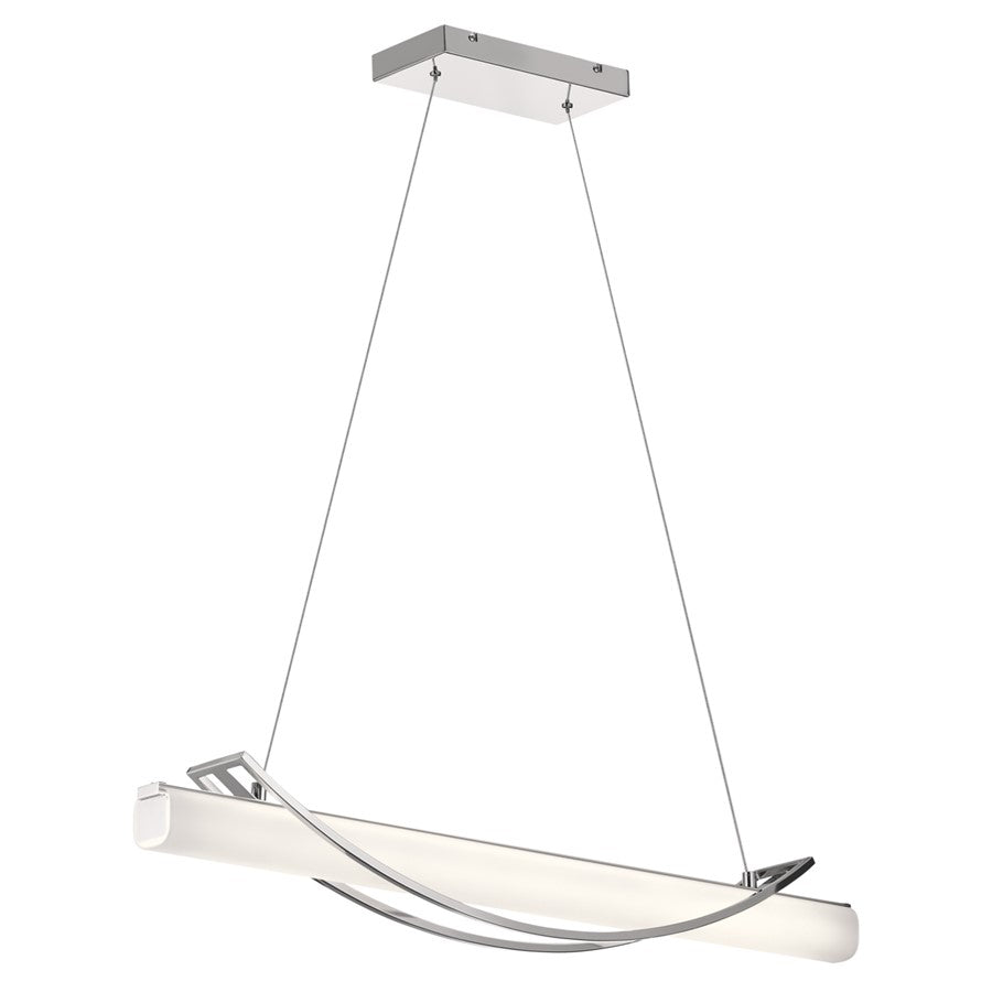 Elan Rowan 1 Light 36" Chandelier Linear, Chrome/Clear Satin Etched - 84125