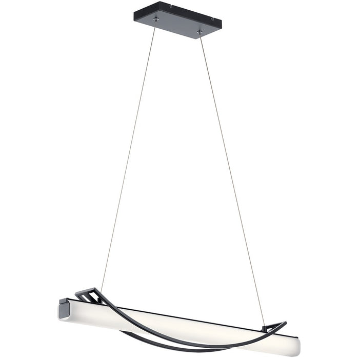 Elan Rowan 1 Light 36" Chandelier Linear, Chrome/Clear Satin Etched