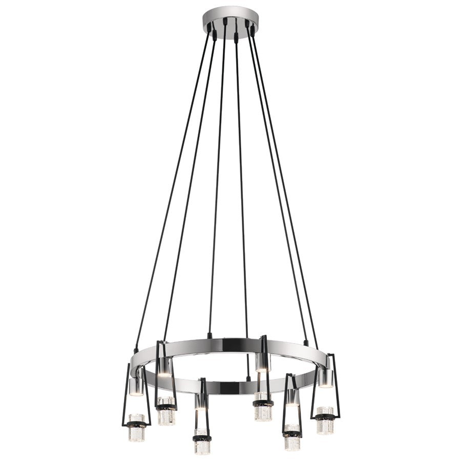 Elan Ayse 6 Light LED Chandelier, Matte Black/Clear Bubble Crystal