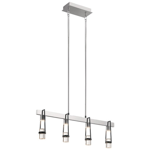 Elan Ayse 4 Light LED Linear Chandelier, Matte Black/Clear Bubble