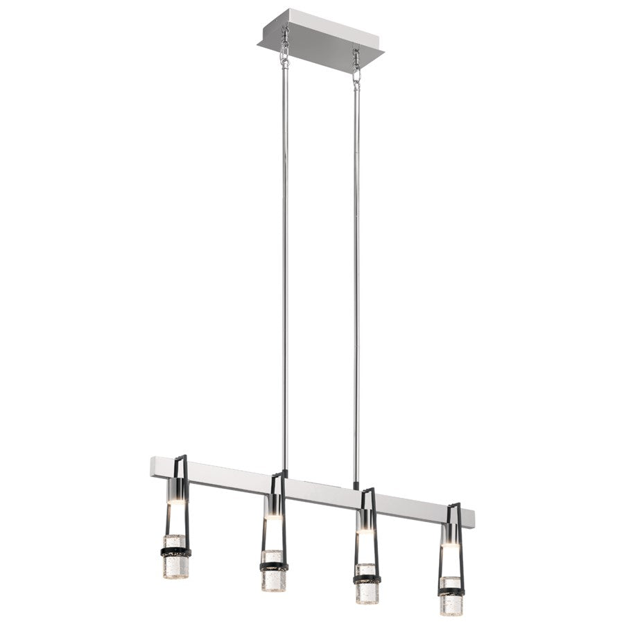 Elan Ayse 4 Light LED Linear Chandelier, Matte Black/Clear Bubble