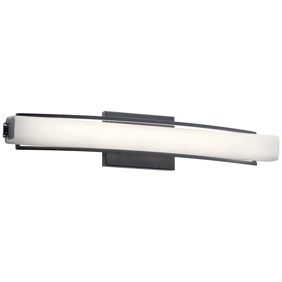 Elan Rowan 1 Light 25" Linear Bath Light, Matte Black/Clear Satin Etched - 84129