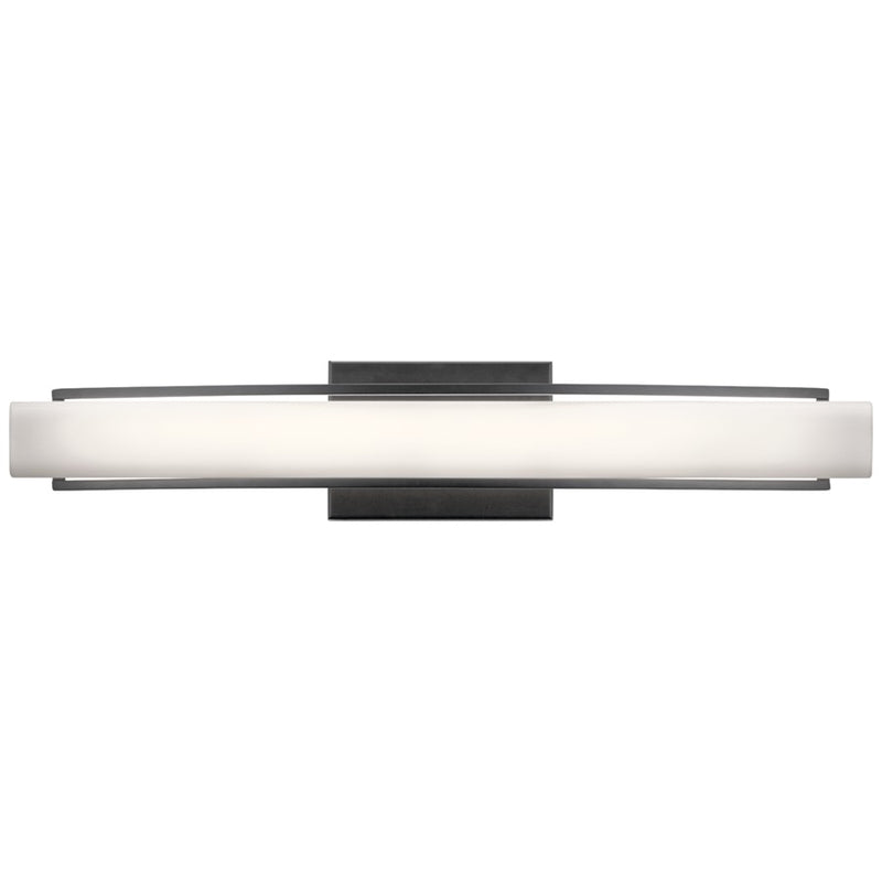 Elan Rowan 1 Light 25" Linear Bath Light, Matte Black/Clear Satin Etched