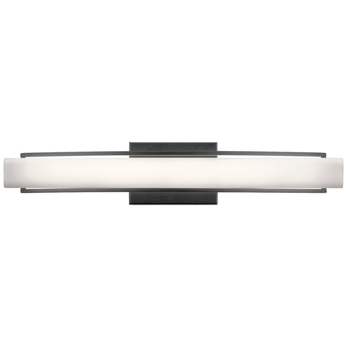 Elan Rowan 1 Light 25" Linear Bath Light, Matte Black/Clear Satin Etched