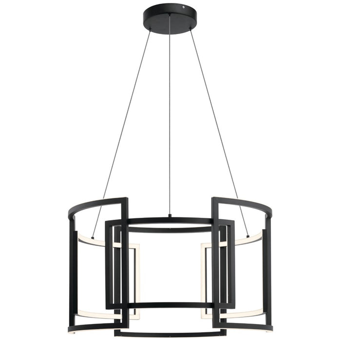 Elan Melko 9 Light LED Chandelier, Black/White Acrylic