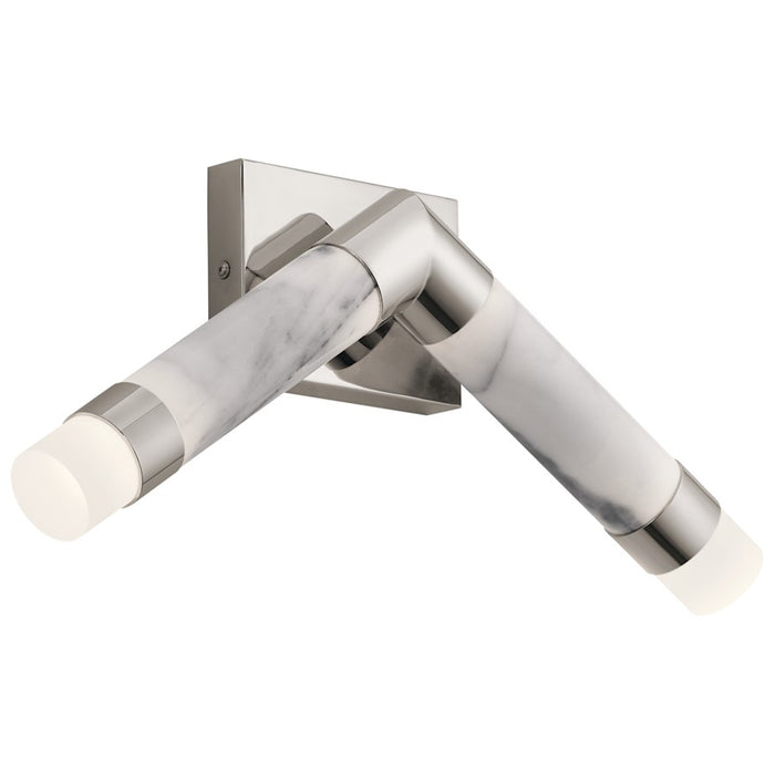 Elan Avedu 2 Light LED Wall Sconce, Polished Nickel/Etched/White Marble