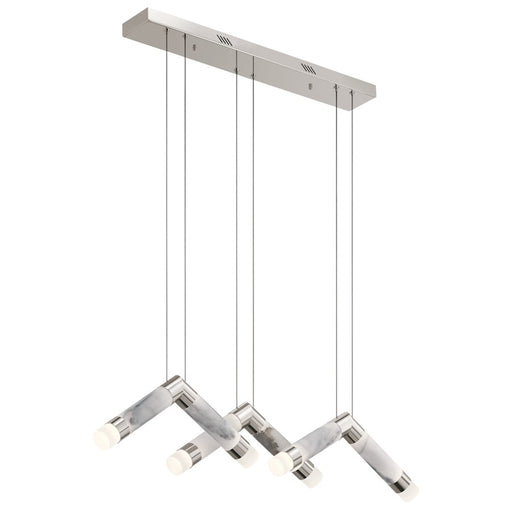 Elan Avedu 6 Light LED Linear Chandelier, Nickel/Etched Acrylic/White