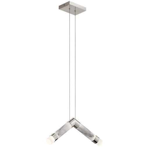 Elan Avedu 2 Light LED Pendant, Polished Nickel/Etched/White Marble