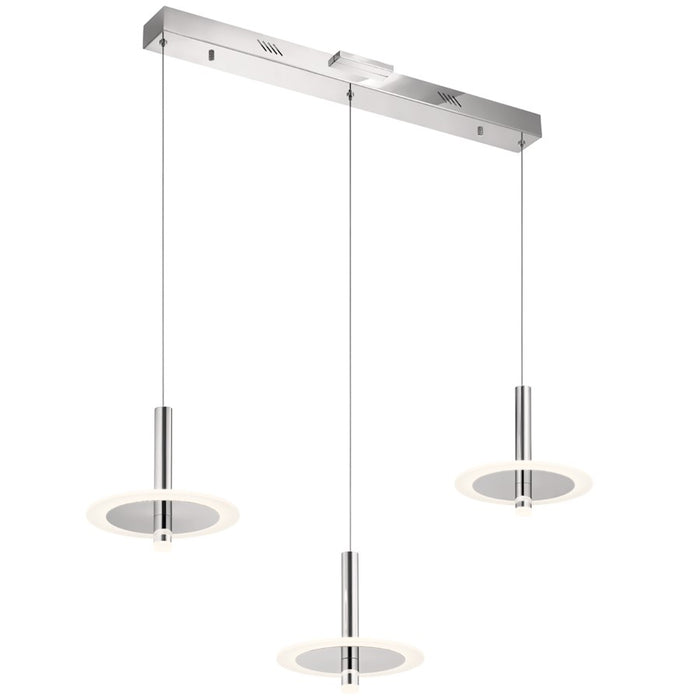 Elan Korfu 3 Light LED Linear Chandelier , Chrome/Etched Acrylic