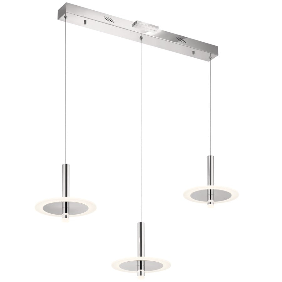 Elan Korfu 3 Light LED Linear Chandelier , Chrome/Etched Acrylic