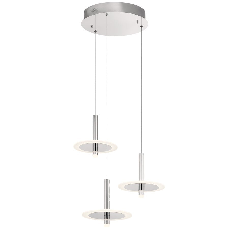 Elan Korfu 3 Light LED Cluster Pendant, Chrome/Etched Acrylic