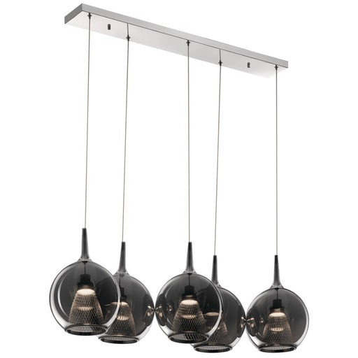 Elan Zin 5 Light LED Linear Chandelier, Chrome/Smoke