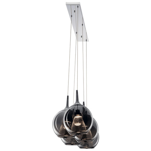 Elan Zin 5 Light Chandelier Linear, Chrome/Smoked