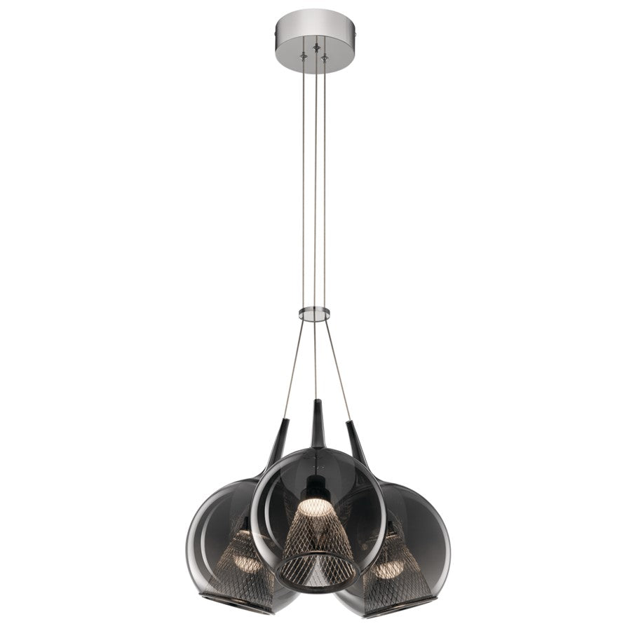 Elan Zin 3 Light Cluster Pendant, Chrome/Smoked - 84155