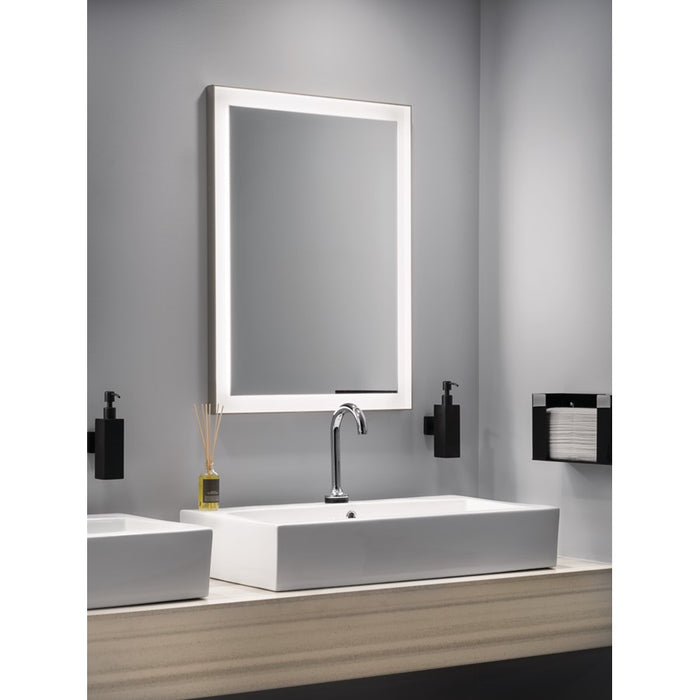 Elan Ryame 24" Lighted Mirror, Matte Silver/Mirror