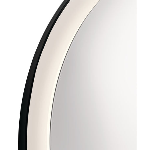 Elan Ryame Round Lighted Mirror, Matte Black/Mirror