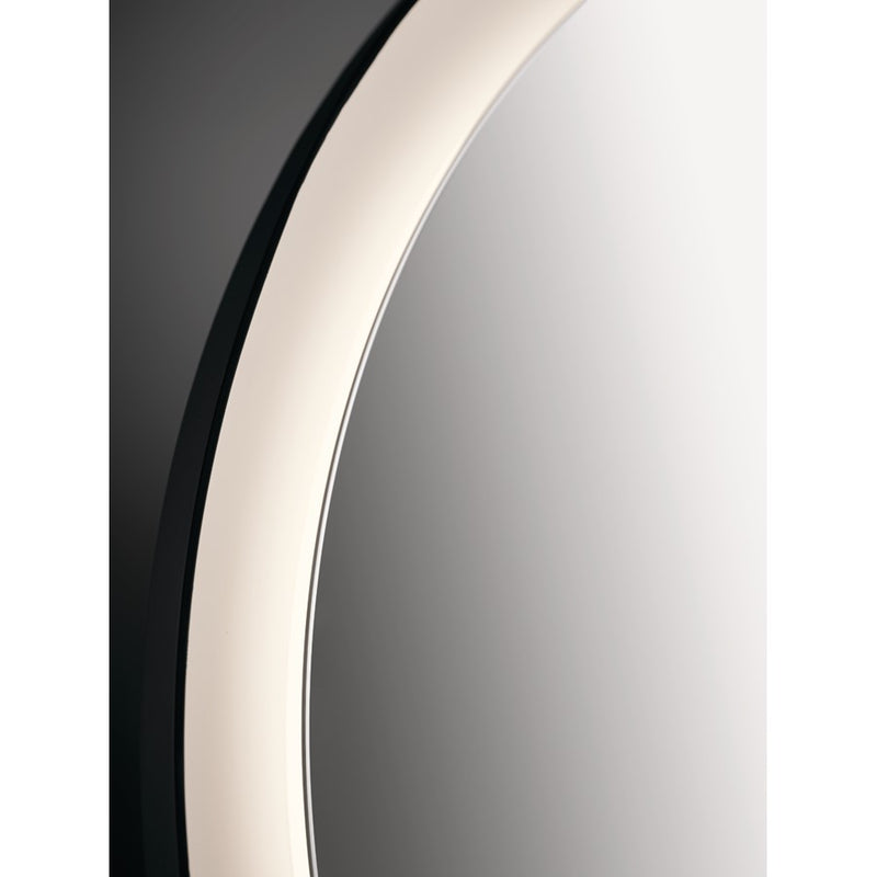 Elan Ryame Round Lighted Mirror, Matte Black/Mirror