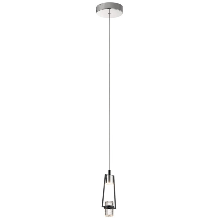 Elan Ayse 1Lt LED Mini Pendant, Matte Black/Clear Bubble Optical Crystal - 84188